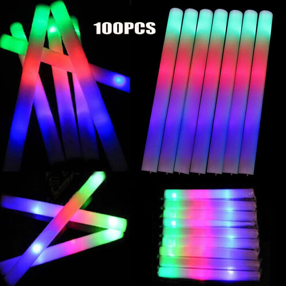Flashing Led Foam Sticks Party - عصي مضيئة بالجملة 100 قطعة، عصي