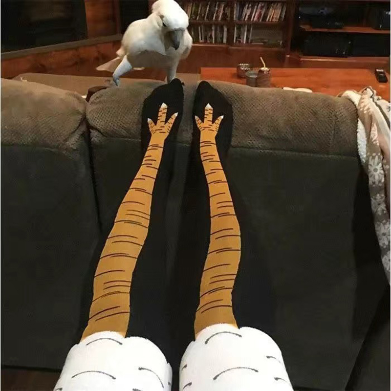 Funny Chicken Leg Socks - جوارب نسائية طويلة بتصميم مخالب الدجاج،