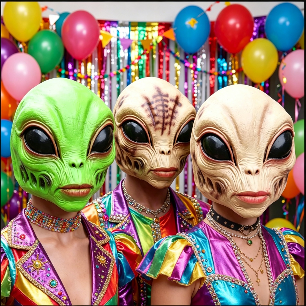 Latex Alien Mask Realistic - قناع فضائي للهالوين، زي حفلات، إكسسوار