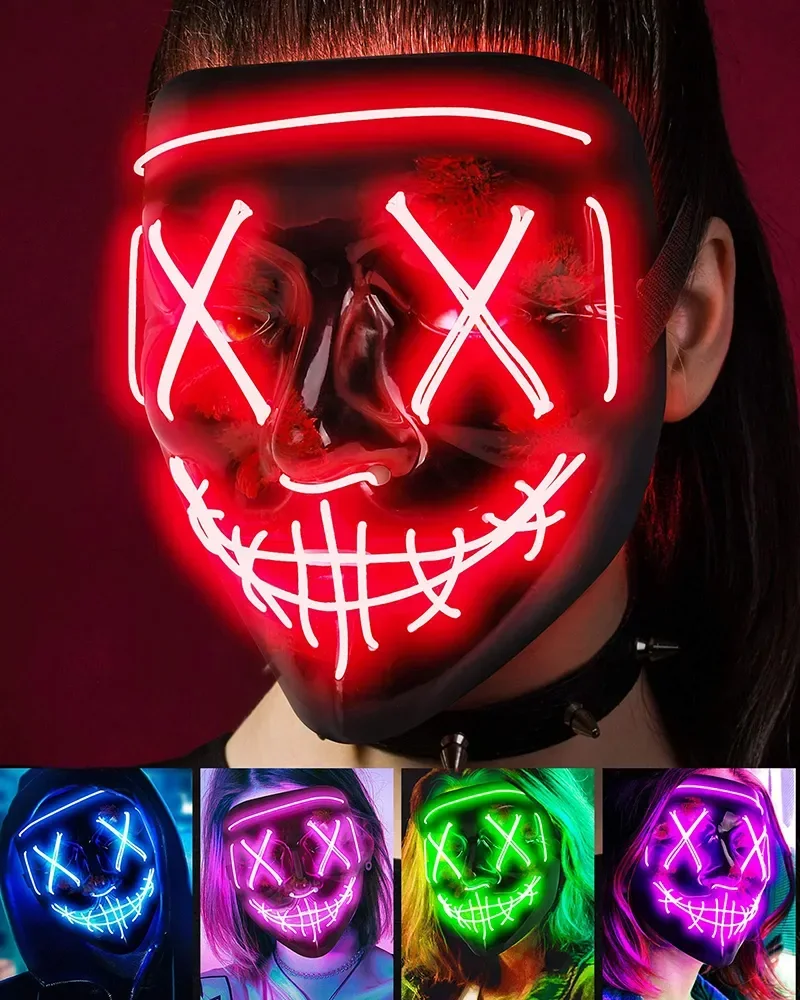 قناع تنقية النيون لمهرجان المو - مراجعة Led Purge Mask Halloween وسعره