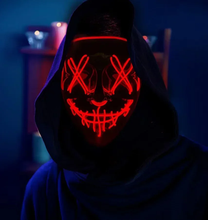 قناع تنقية النيون لمهرجان المو - مراجعة Led Purge Mask Halloween وسعره