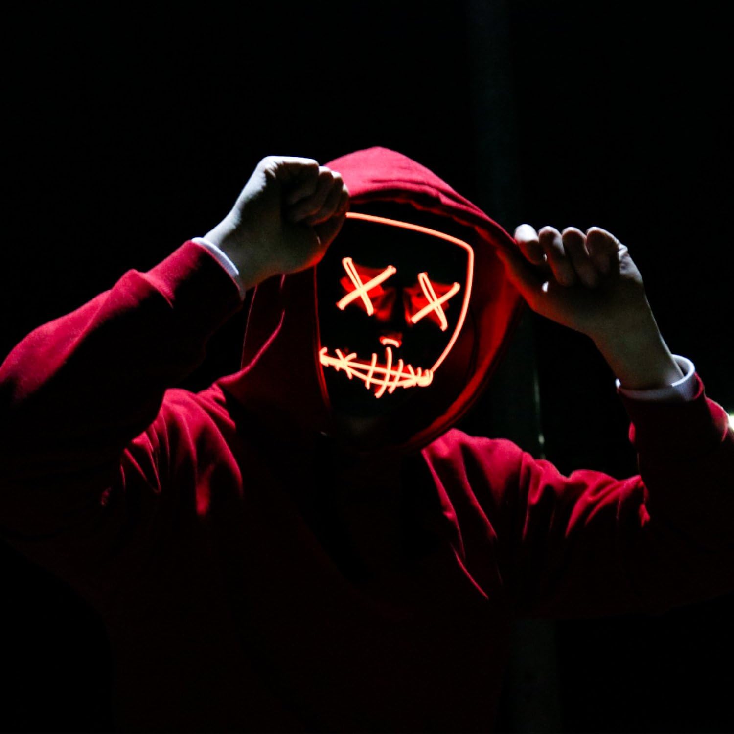قناع تنقية النيون لمهرجان المو - مراجعة Led Purge Mask Halloween وسعره