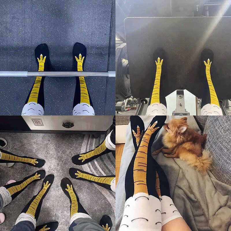جوارب نسائية طويلة بتصميم مخال - مراجعة Funny Chicken Leg Socks وسعره