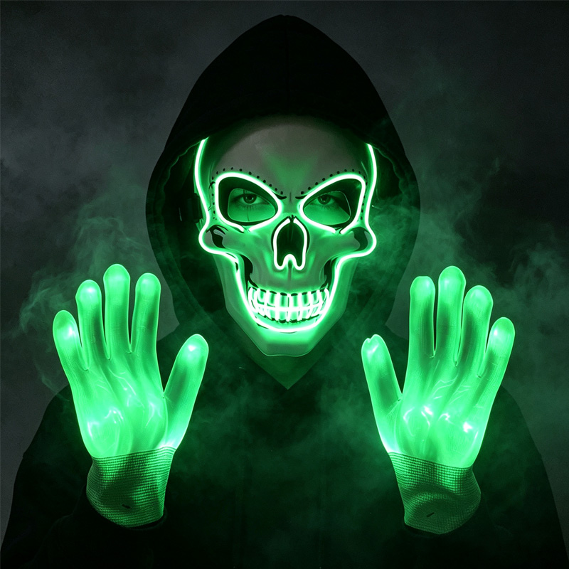 قناع جمجمة LED مع قفازات مضيئة - مراجعة Led Purge Mask Halloween وسعره