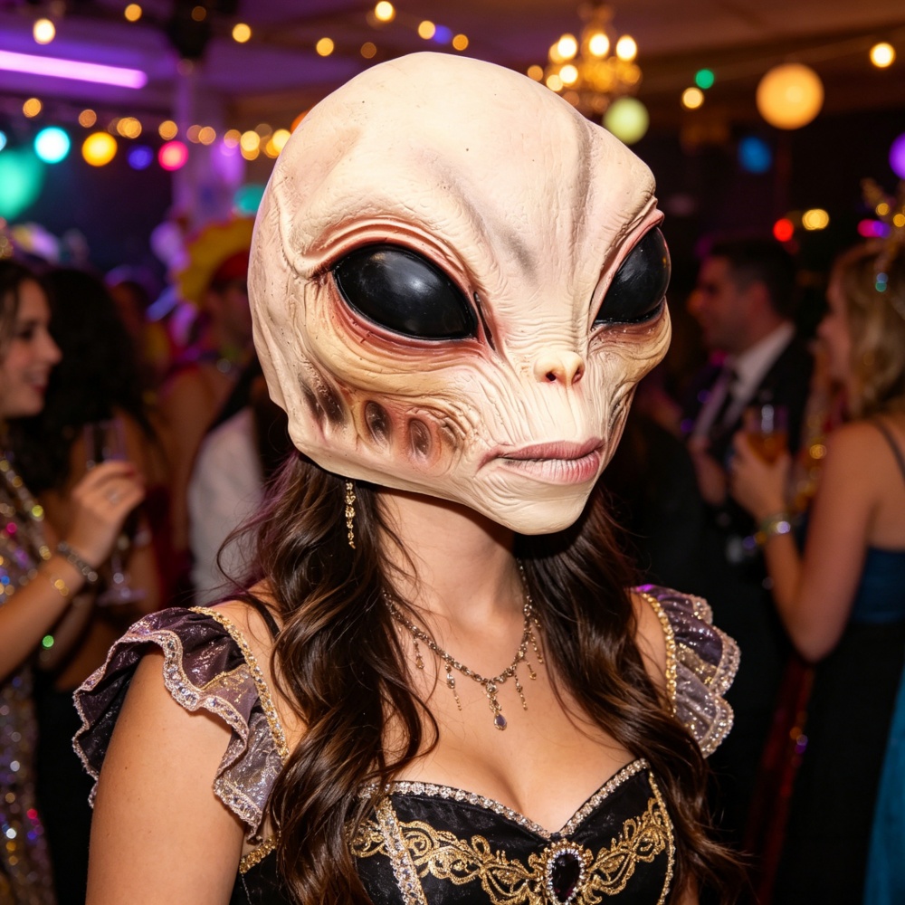 قناع فضائي للهالوين، زي حفلات، - مراجعة Latex Alien Mask Realistic وسعره
